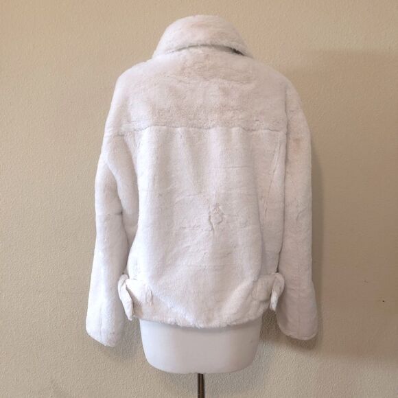 Topshop Lily Faux Fur Biker Jacket Size 12 - Picture 4 of 10